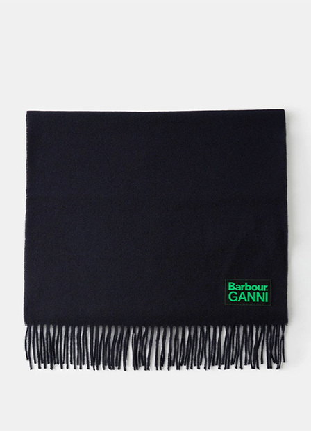 X Ganni Fringed Wool Scarf