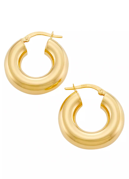 14K-Yellow-Gold Chunky Tube Hoop Earrings
