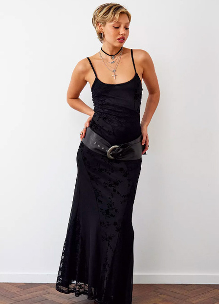 Black Mesh Maxi Dress