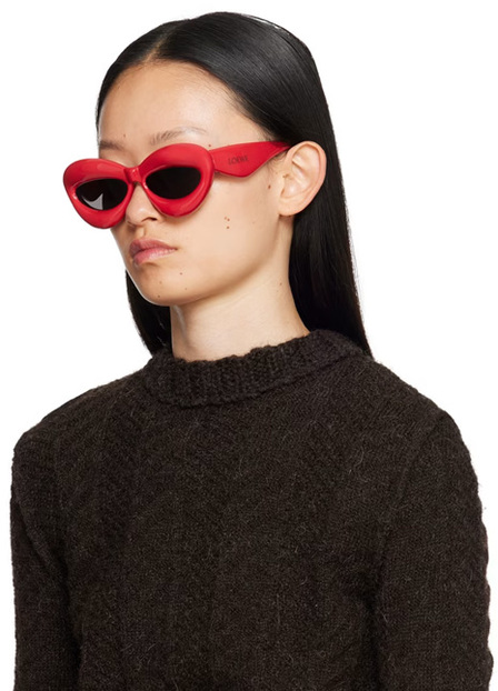Red Inflated Cat-Eye Sunglasses