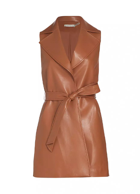 Rozlynn Faux Leather Belted Dress