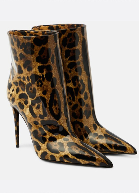 Lollo Leopard-Print Leather Ankle Boots
