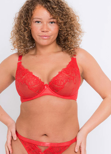 Stand Out Scooped Plunge Bra Fiery Red
