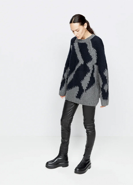 Geometric hand-knit cashmere jumper 