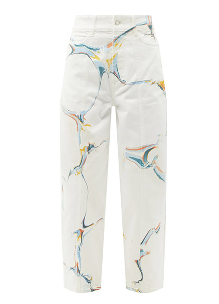 Marble Print Tapered-Leg jeans