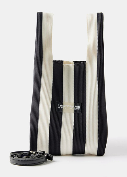Ichimatsu Small Striped Knit Tote Bag