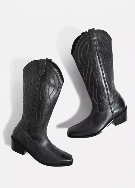 UO Cassidy Western Black Leather Boots