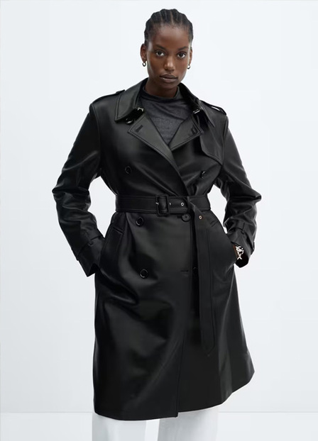 Leather-effect Trench Coat
