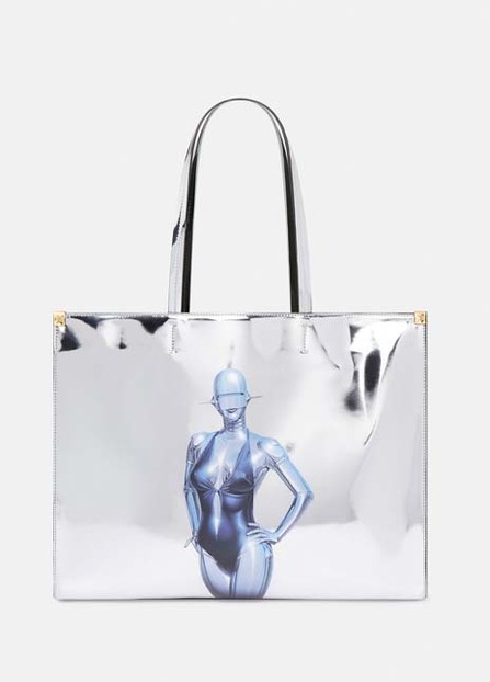 Sexy Robot Graphic Mirrored Chrome-Effect Tote Bag
