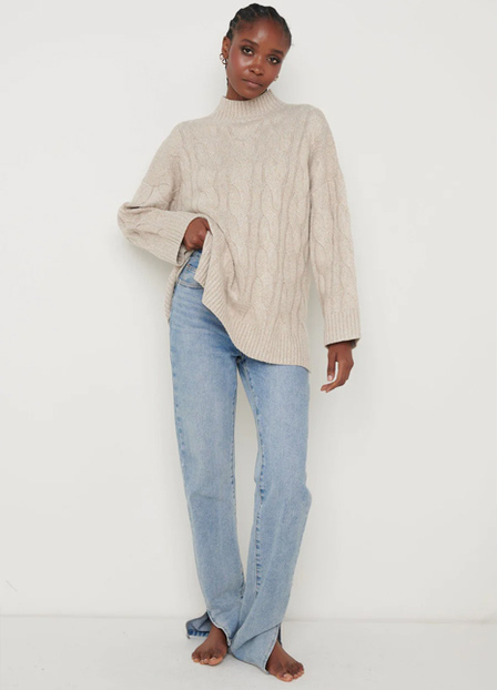 Caprice Cable Knit Roll Neck Jumper