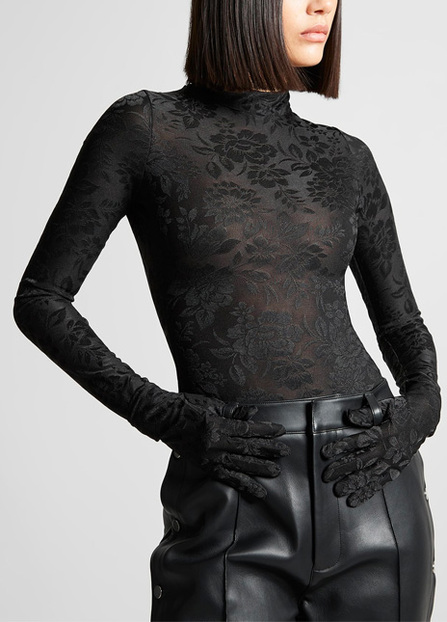 Jacquard Bodysuit With Gloves 