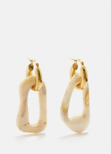 Lottie resin & 18kt gold-plated hoop earrings 