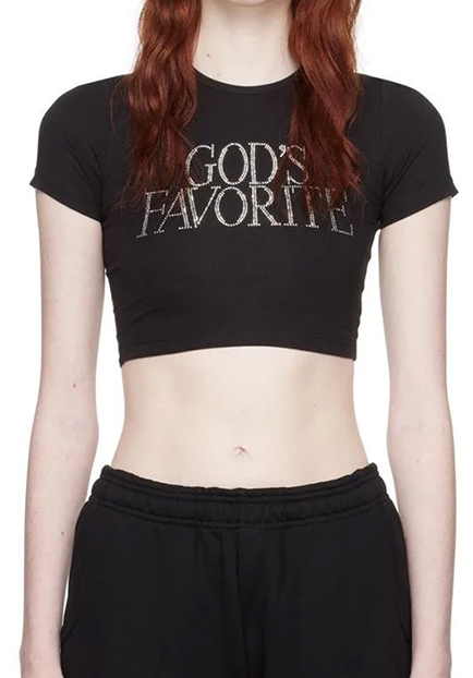 T-shirt 'God's Favorite' noir exclusif à SSENSE
