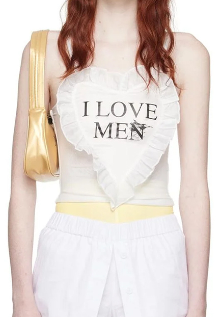 White 'I Love Men' tank top exclusive to SSENSE