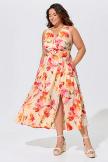 Supersoft Floral Print Split Hem Midi Dress