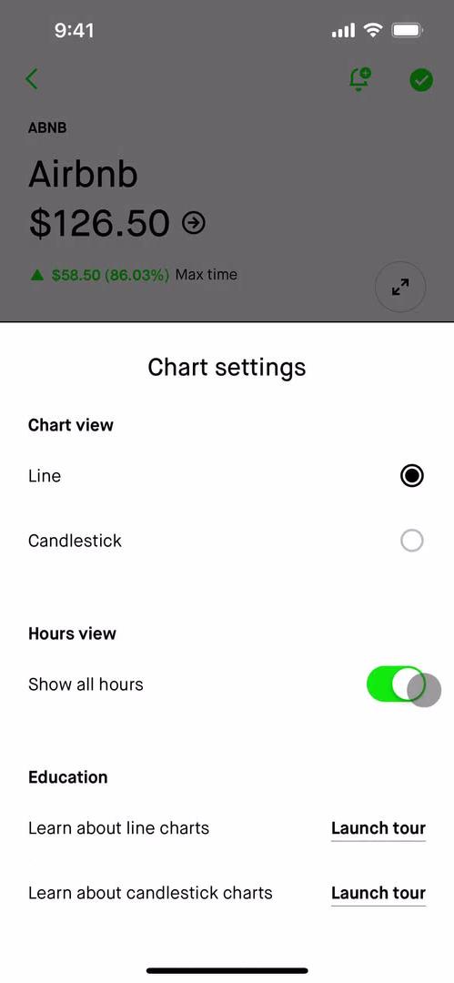 Robinhood settings screenshot