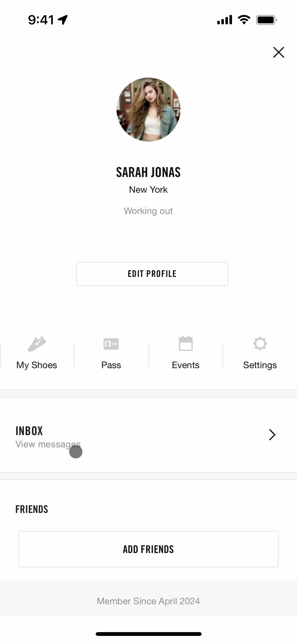 Nike Run Club account screenshot