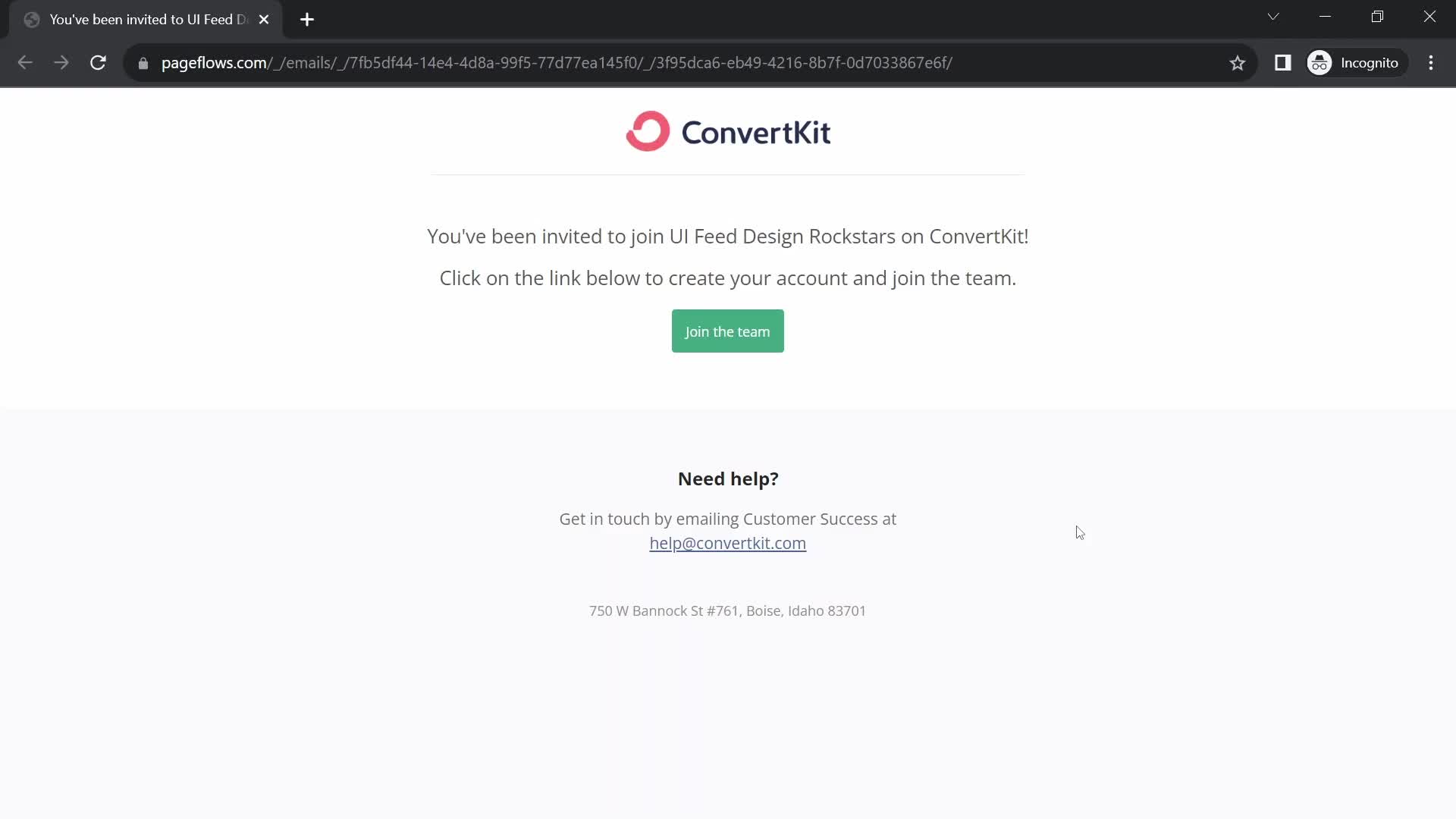 ConvertKit verify email screenshot