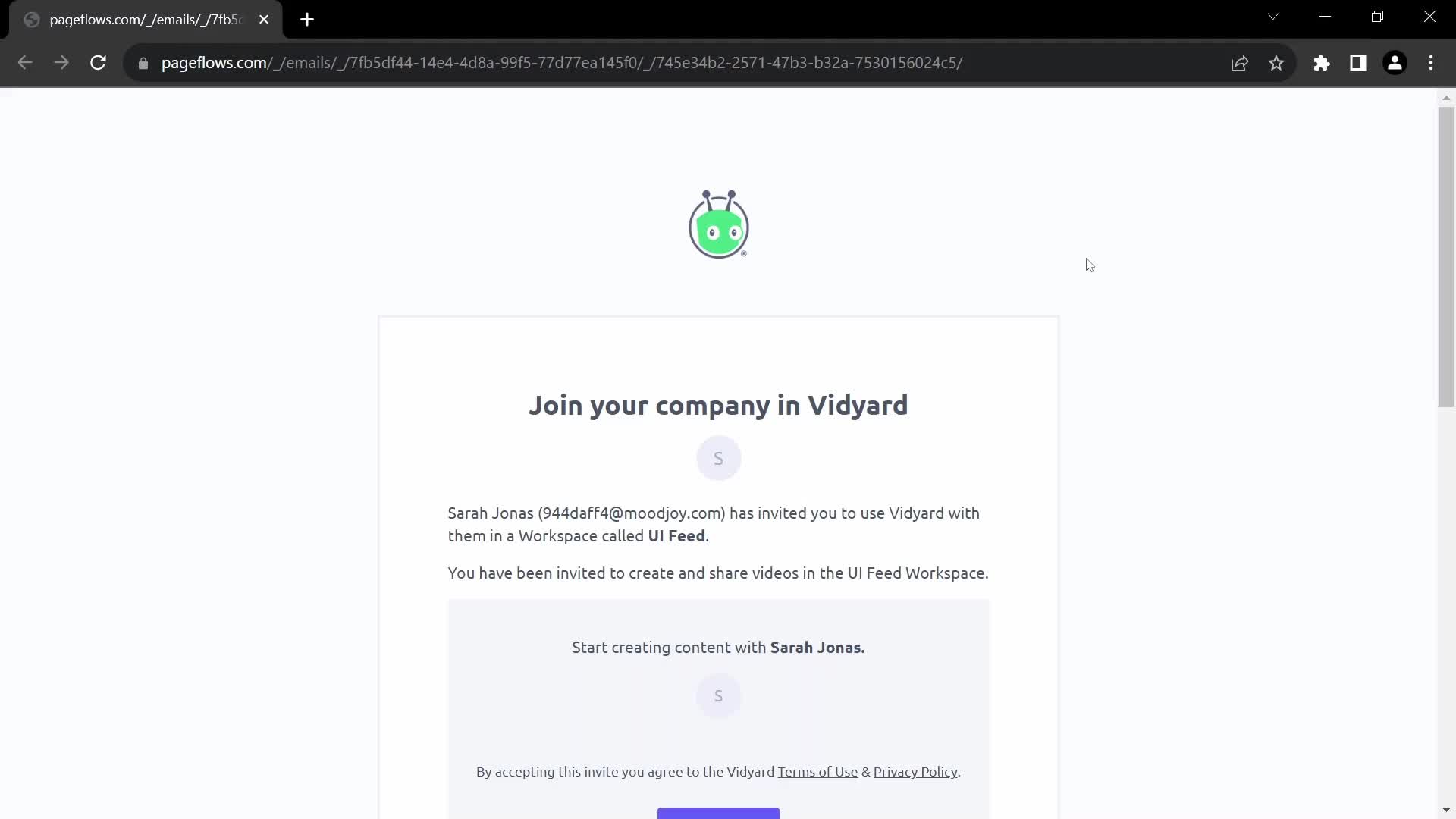 Vidyard verify email screenshot