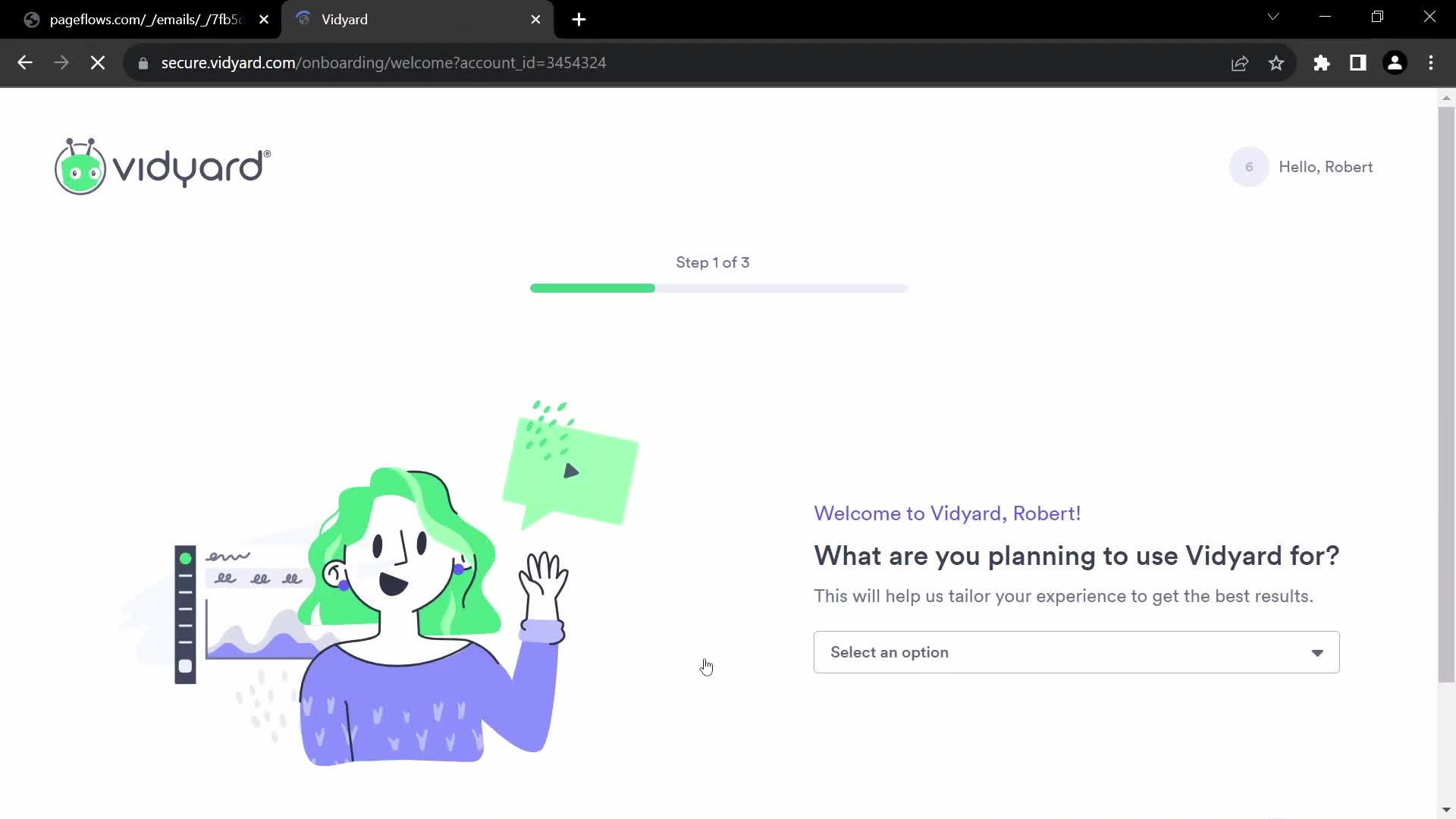 Vidyard onboarding questions screenshot