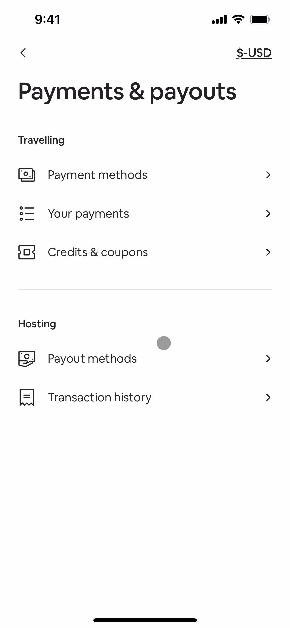 Airbnb payments screenshot