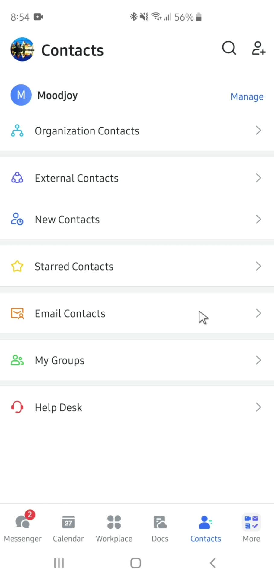 Lark contacts screenshot