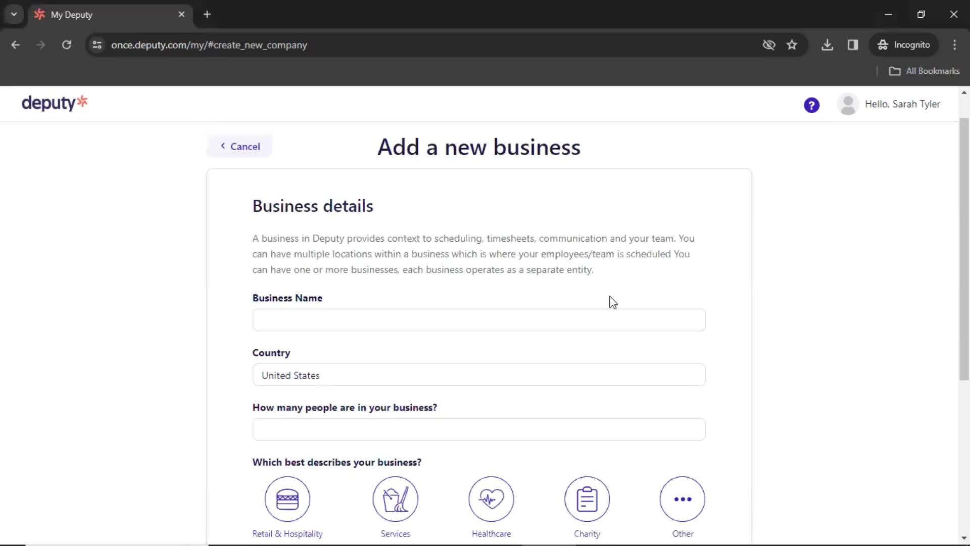 Deputy add business screenshot