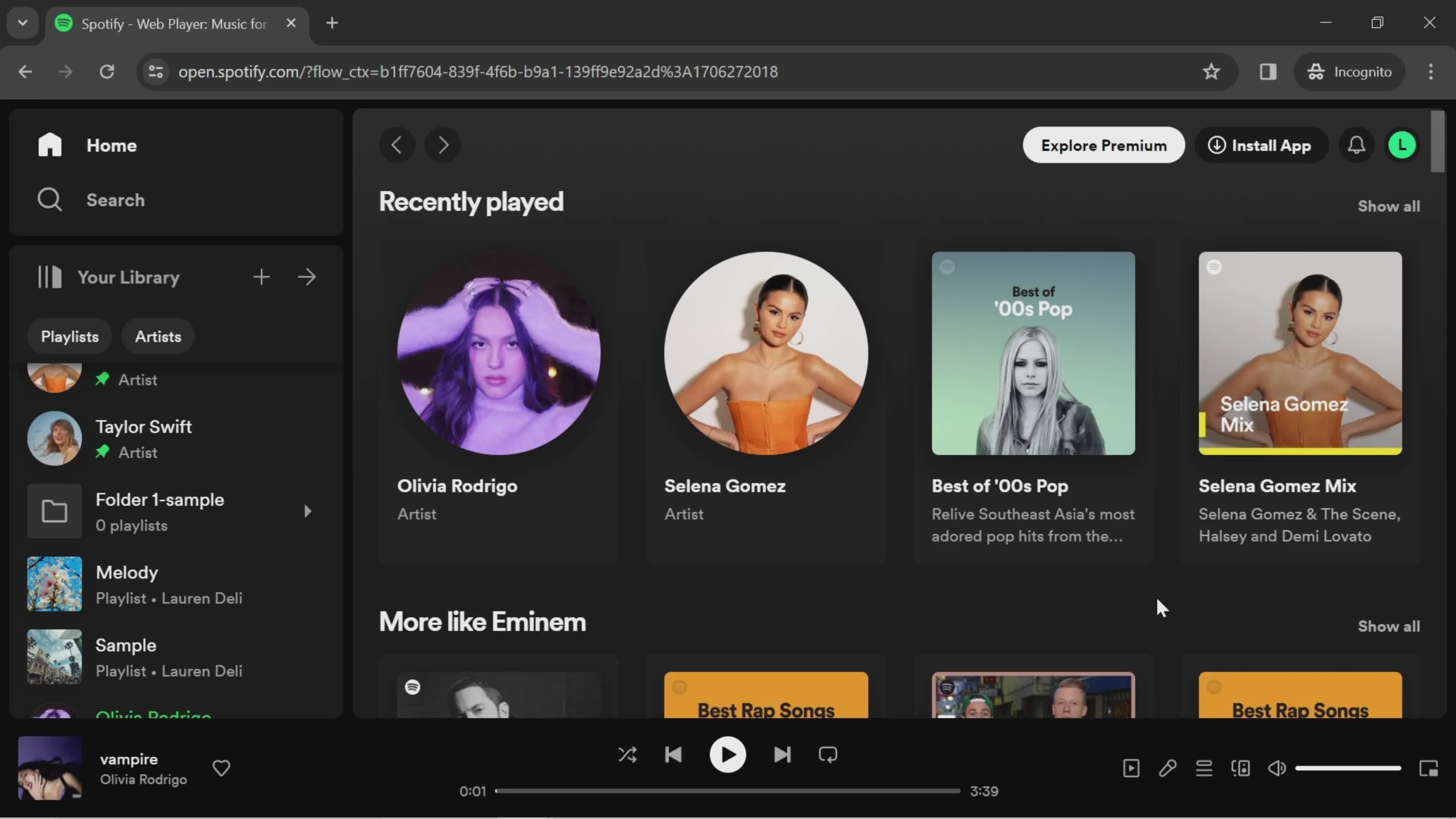 Spotify home screenshot