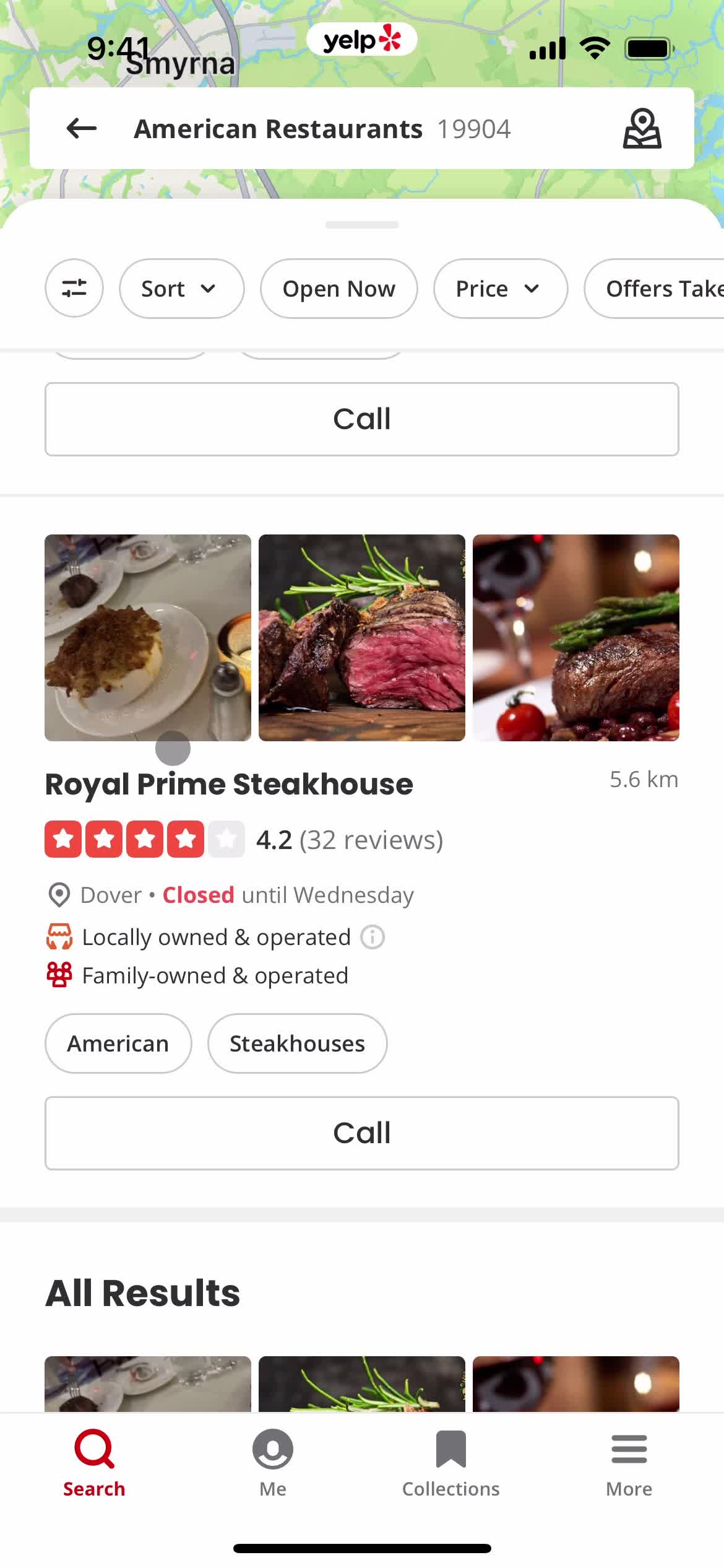 Yelp search results screenshot