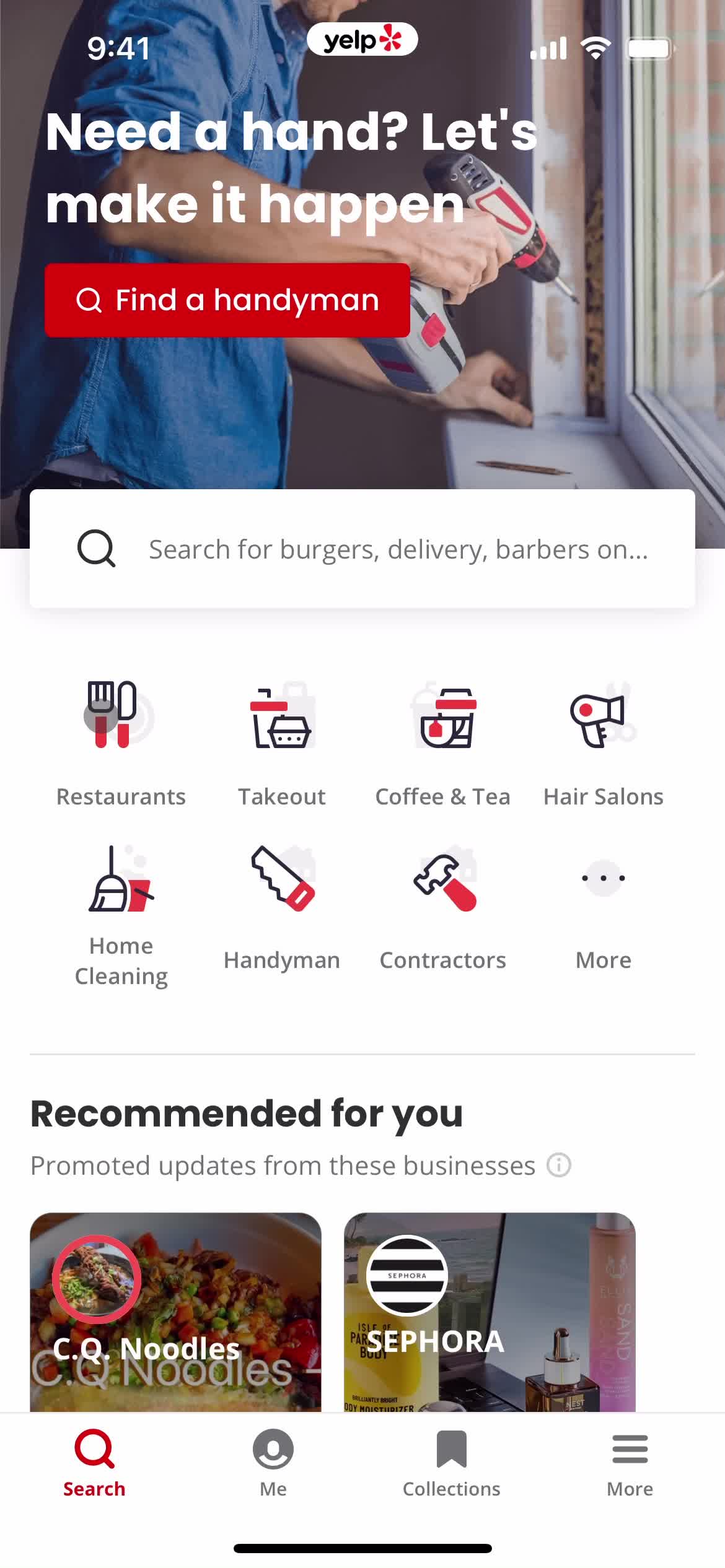 Yelp home screenshot