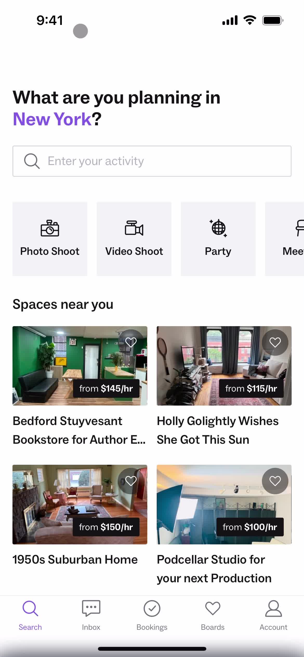 Peerspace home screenshot