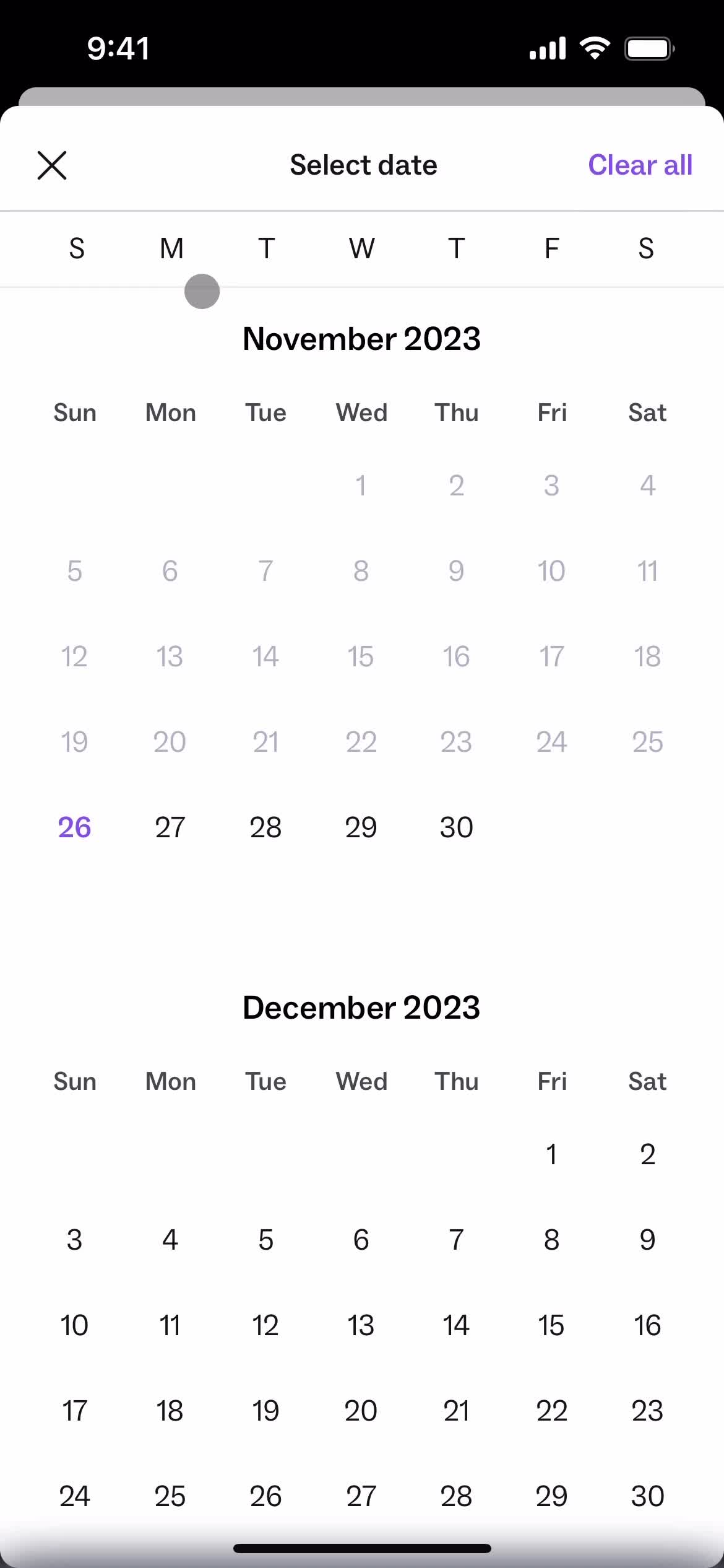 Peerspace select date screenshot