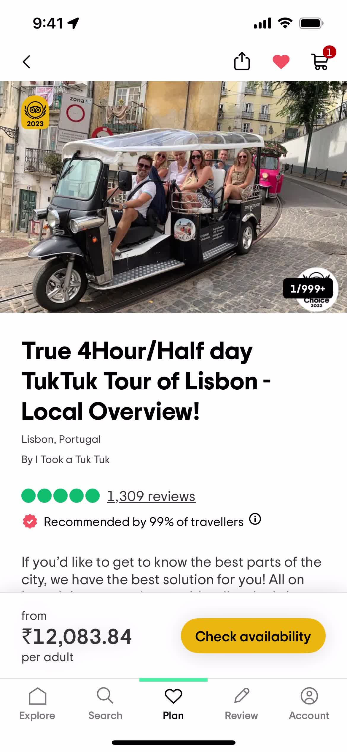 Tripadvisor activity details screenshot