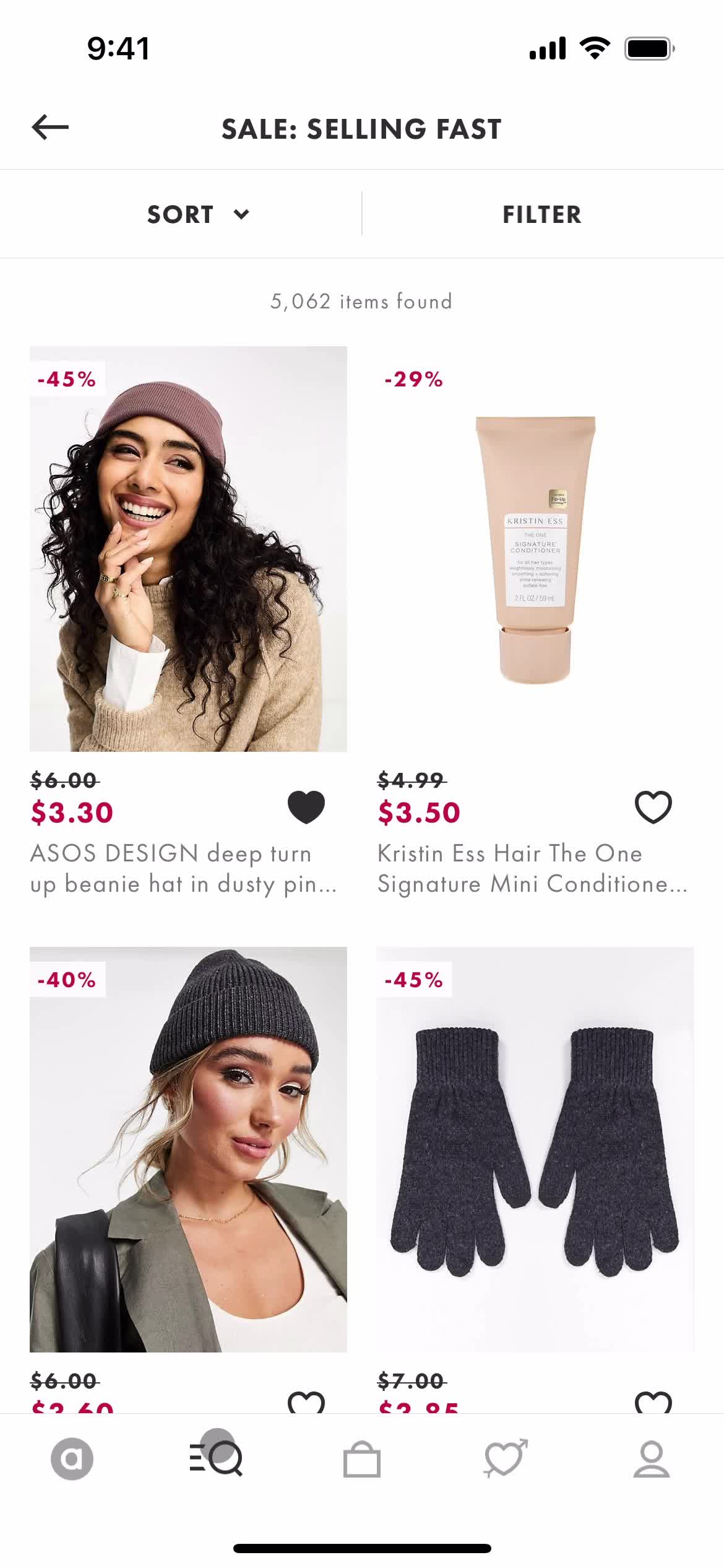 ASOS search screenshot