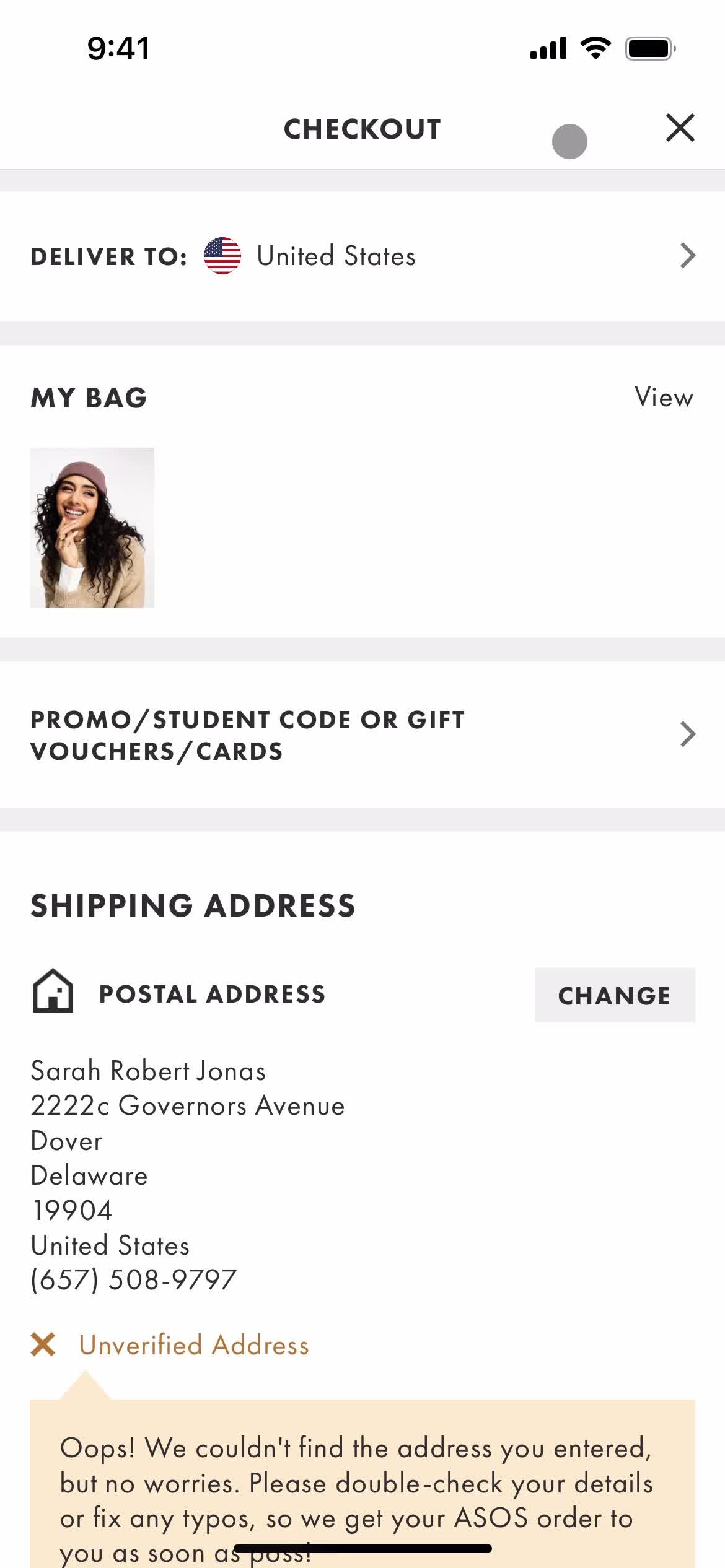 ASOS checkout screenshot