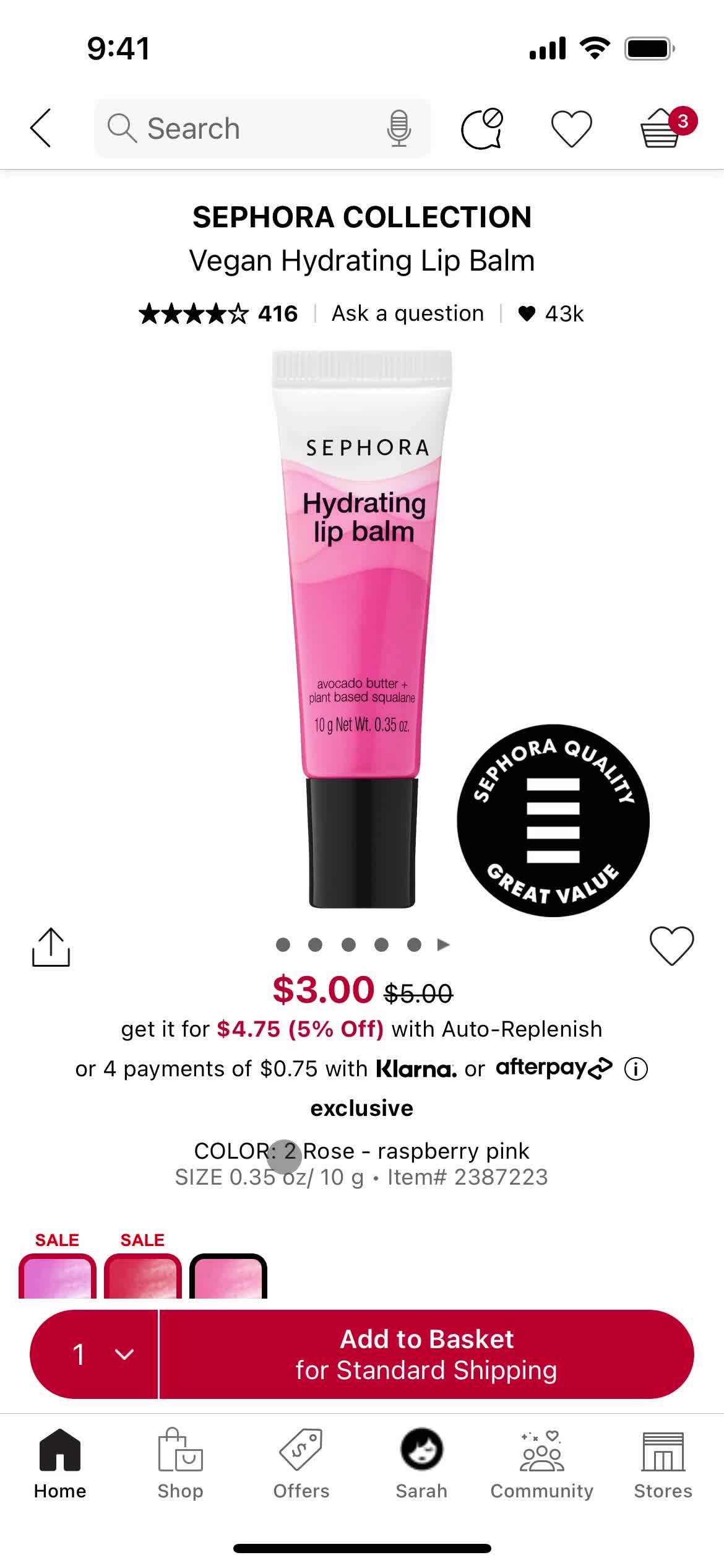 Sephora product detail screenshot