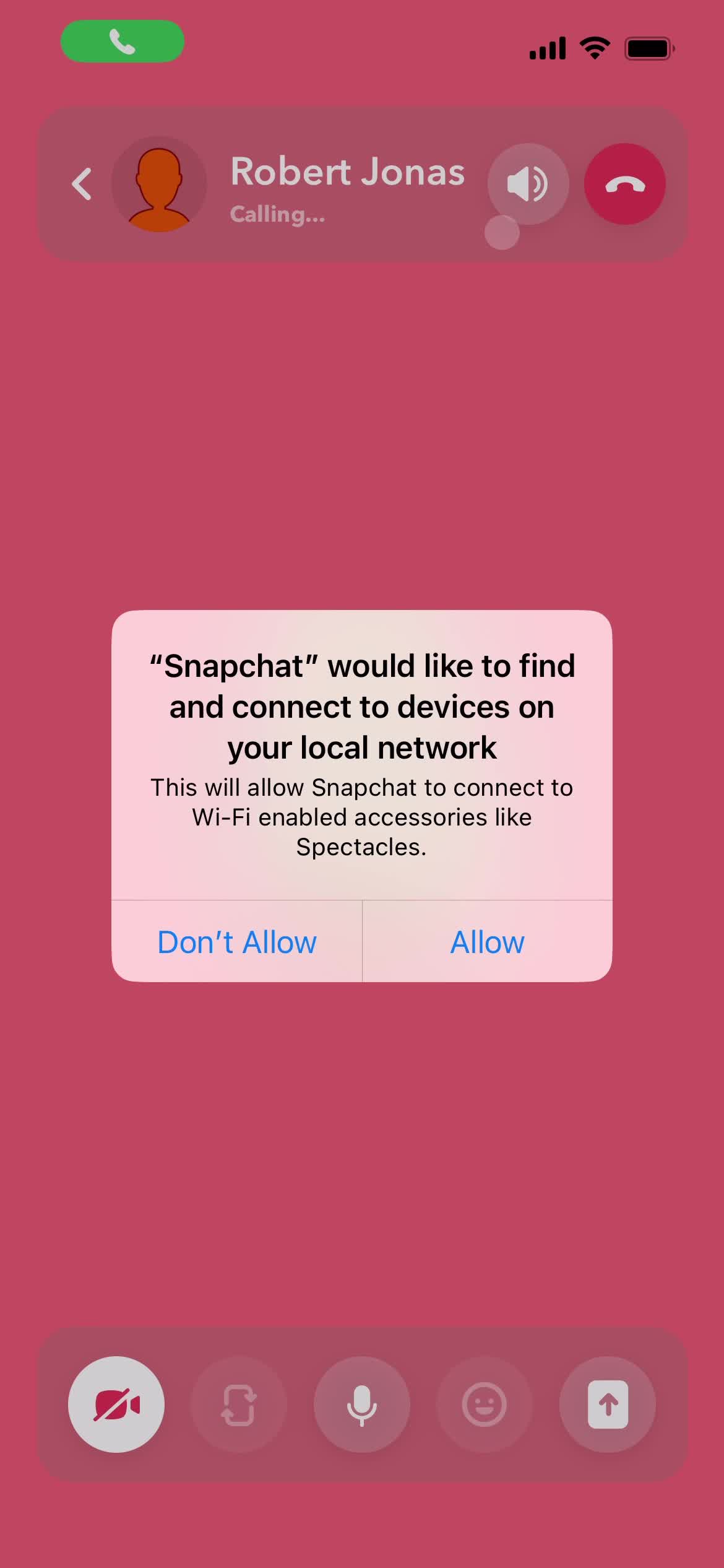 Snapchat enable network access screenshot