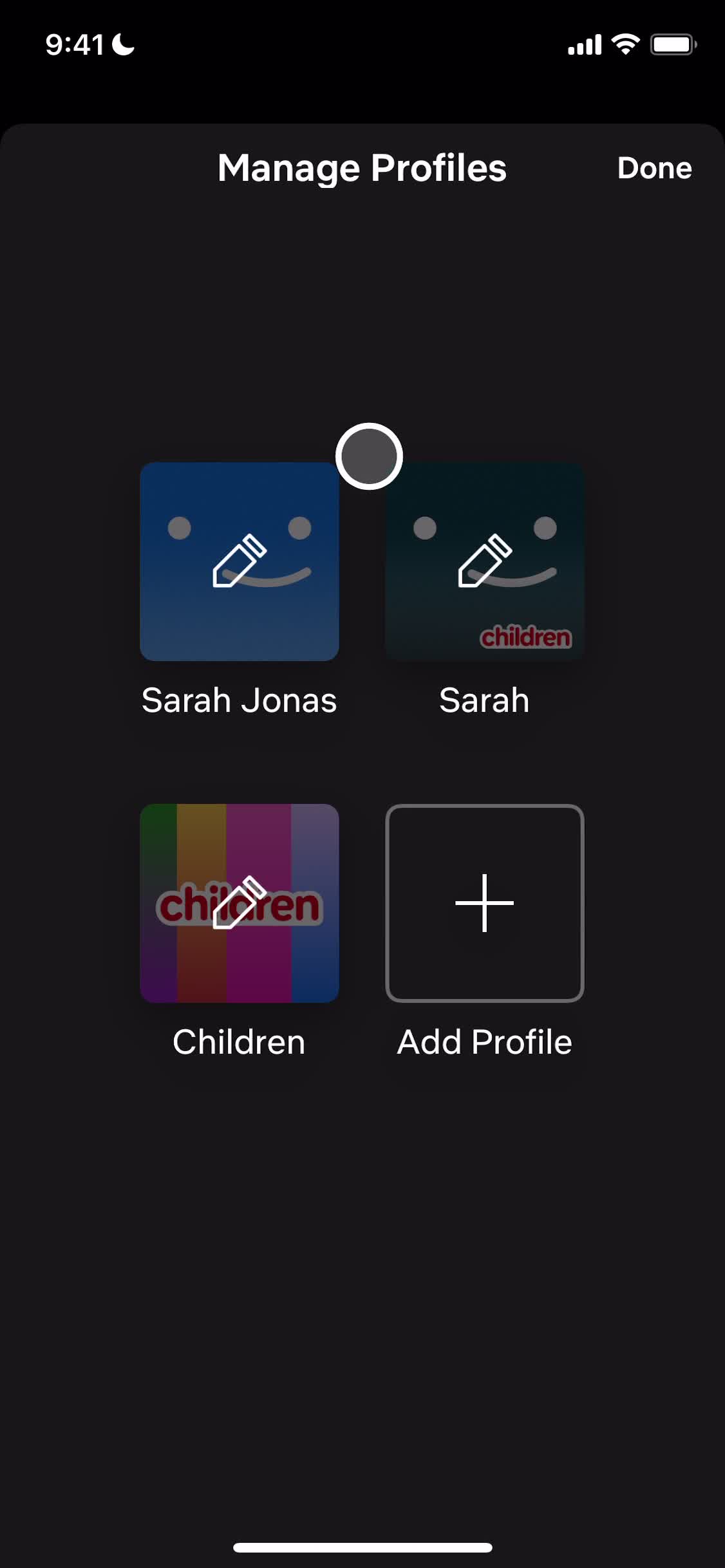 Netflix edit profiles screenshot