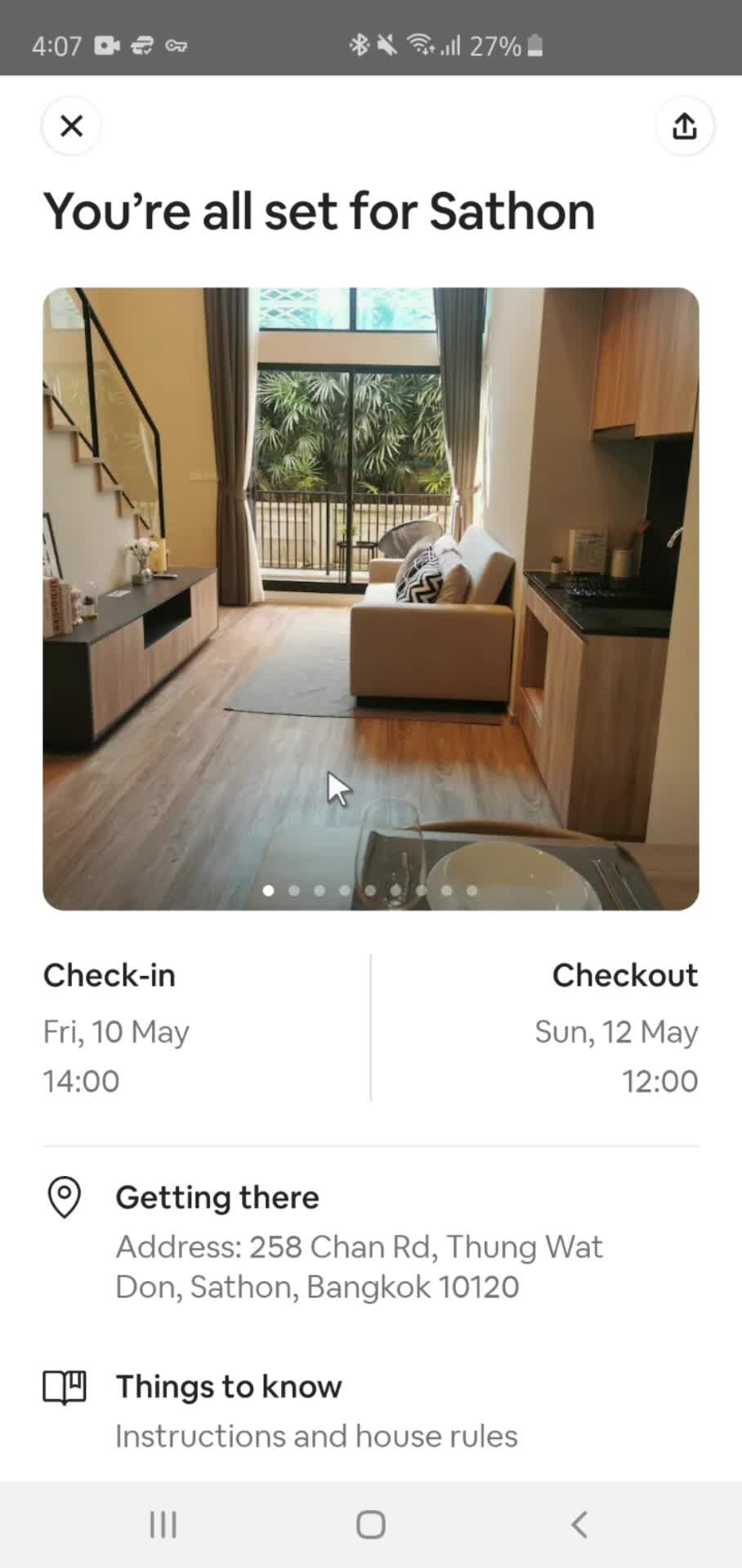 Airbnb booking details screenshot