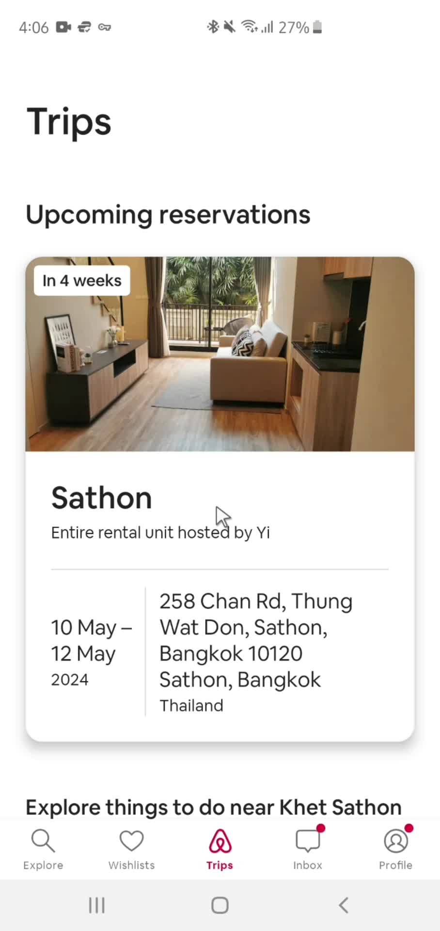 Airbnb trips screenshot