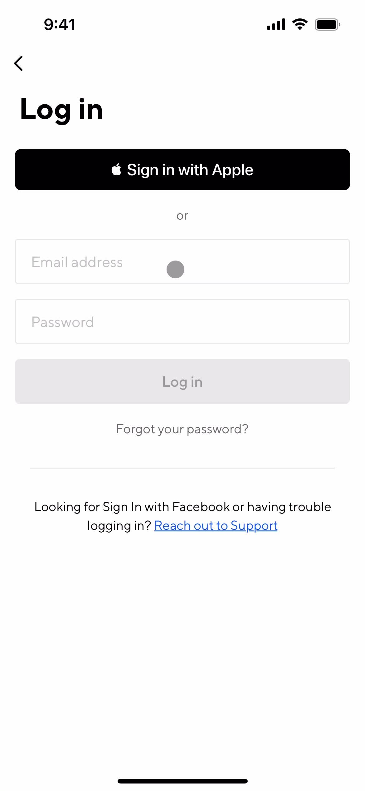 ClassPass login screenshot