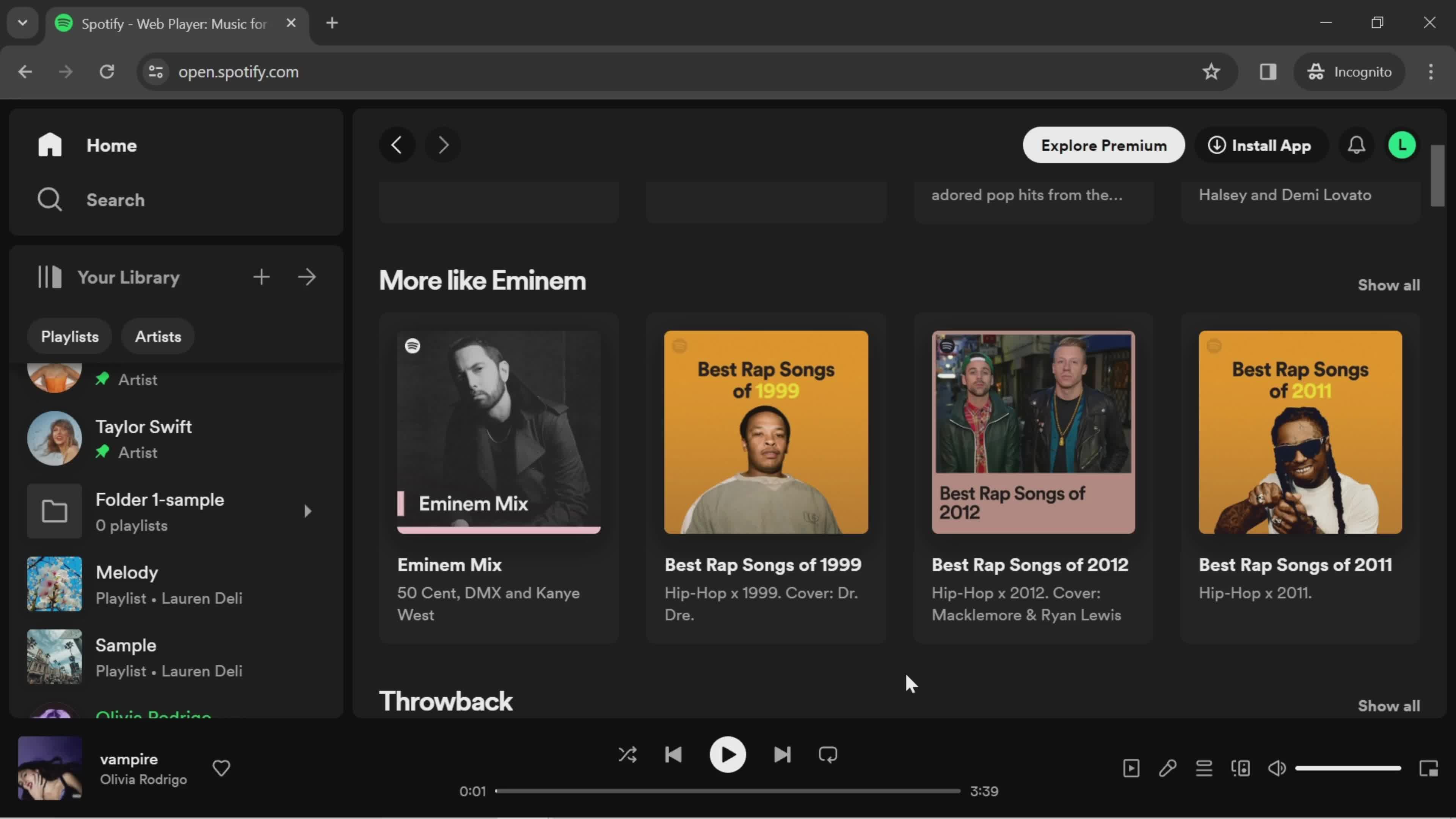 Spotify home screenshot