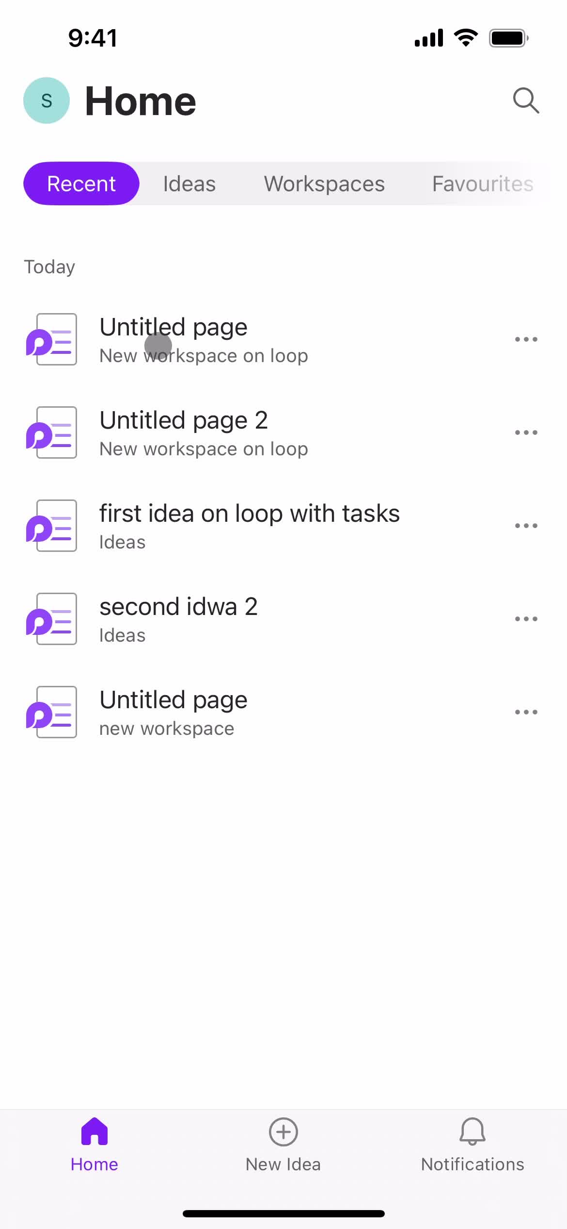 Microsoft Loop home screenshot