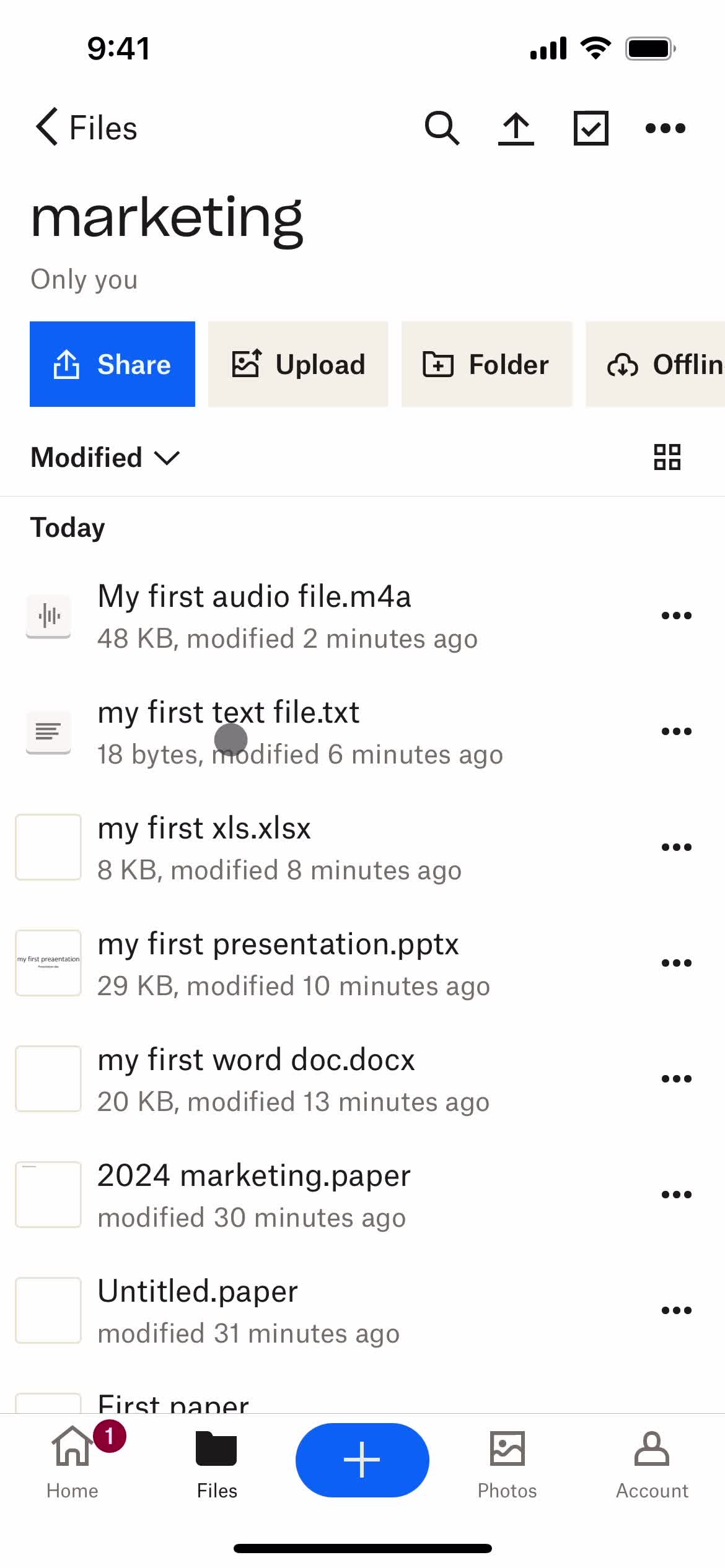 Dropbox folder screenshot