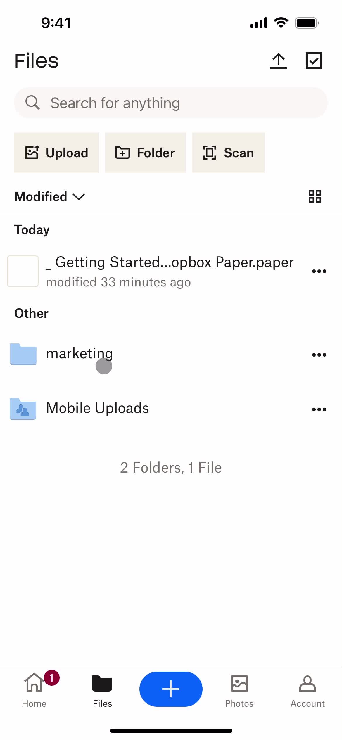 Dropbox files screenshot