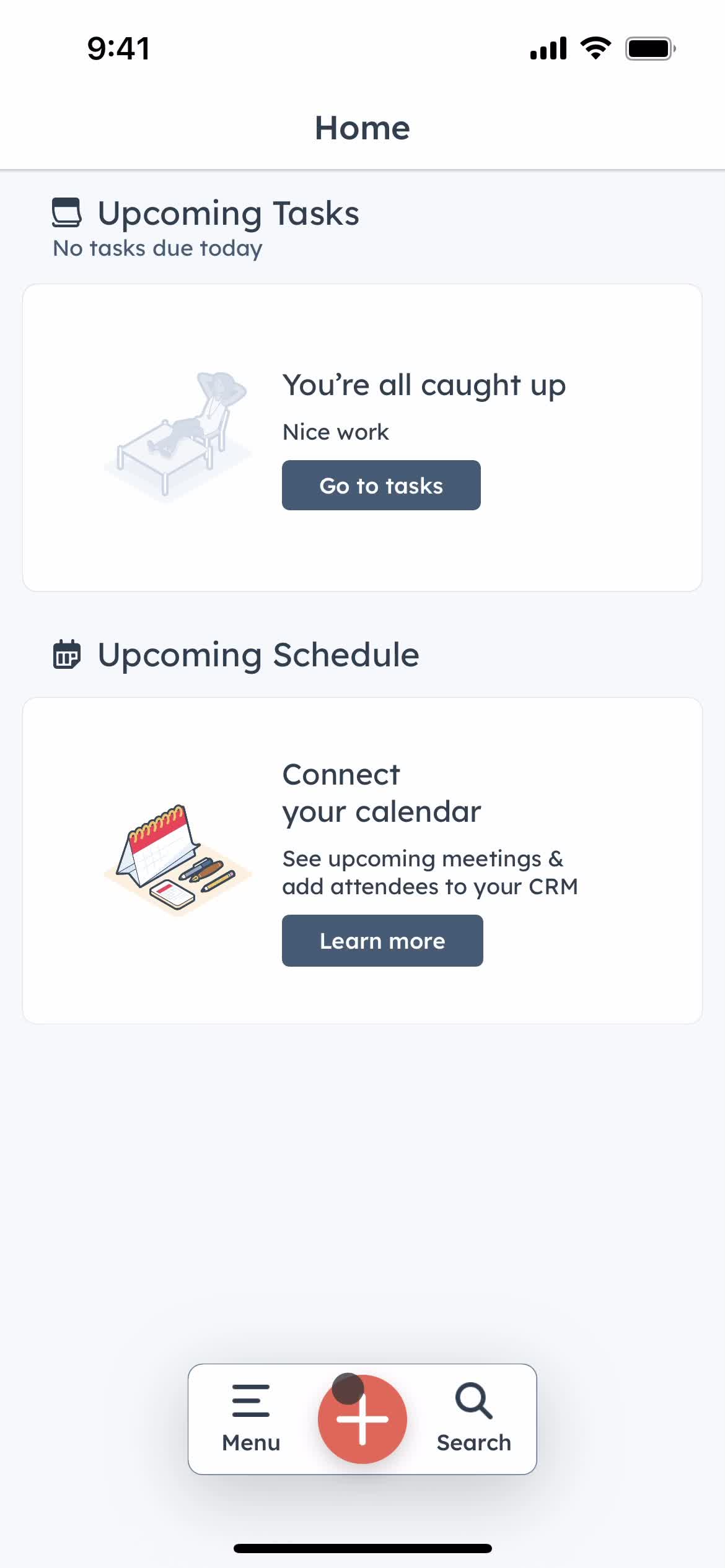 HubSpot CRM home screenshot