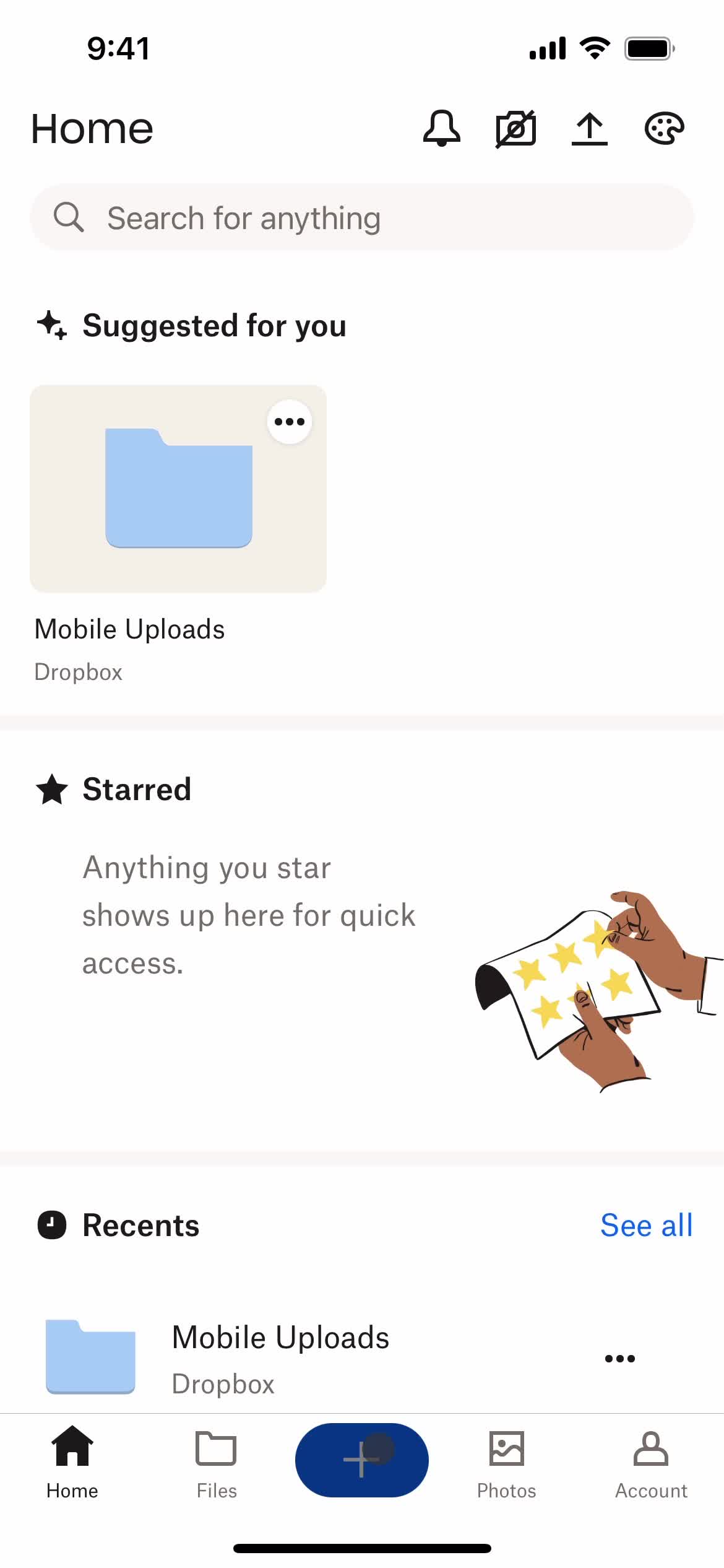 Dropbox home screenshot