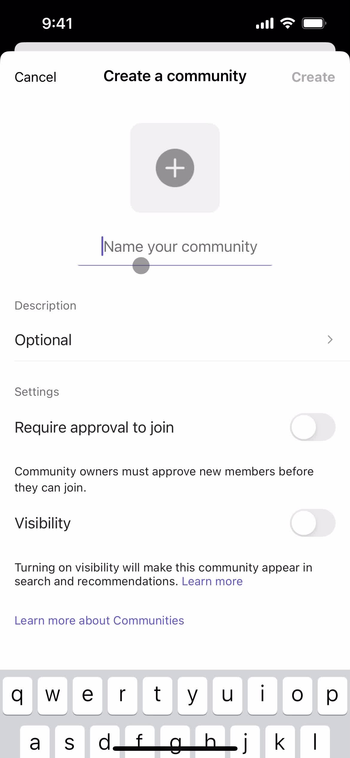 Microsoft Teams create community screenshot