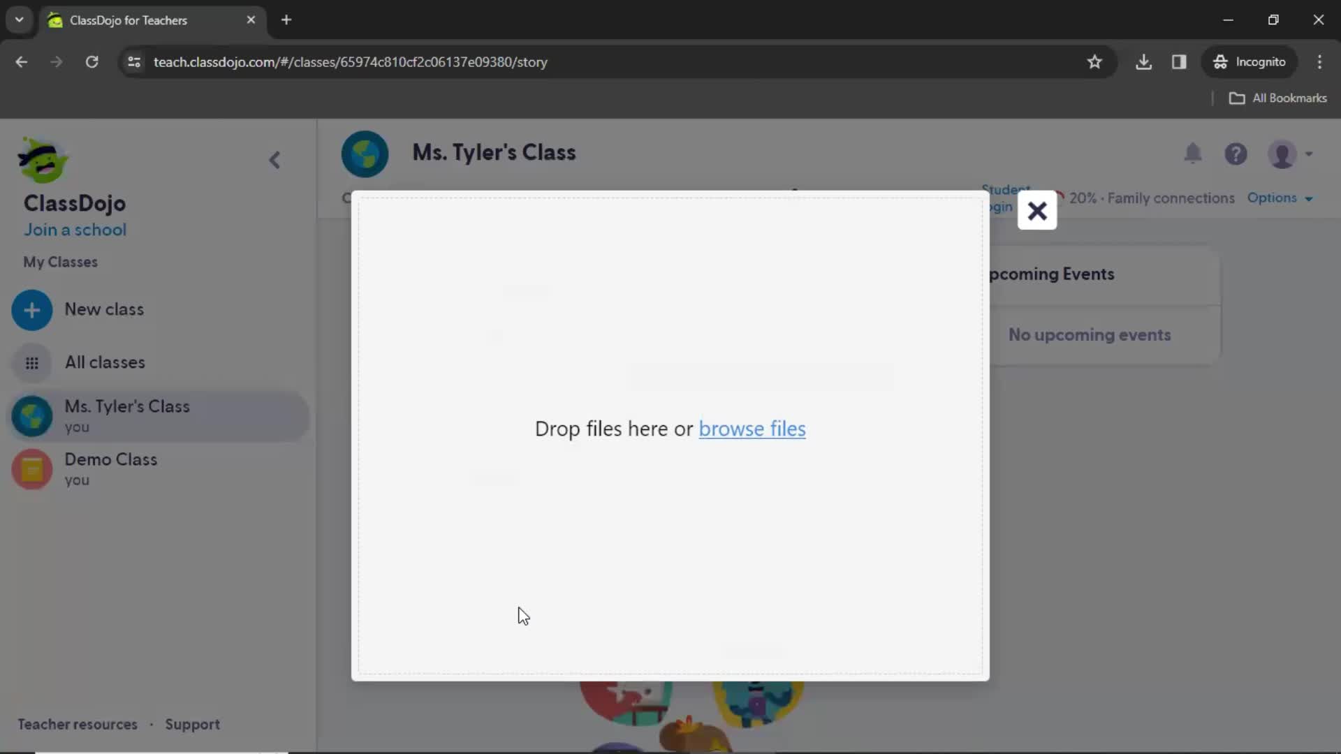 ClassDojo upload media screenshot