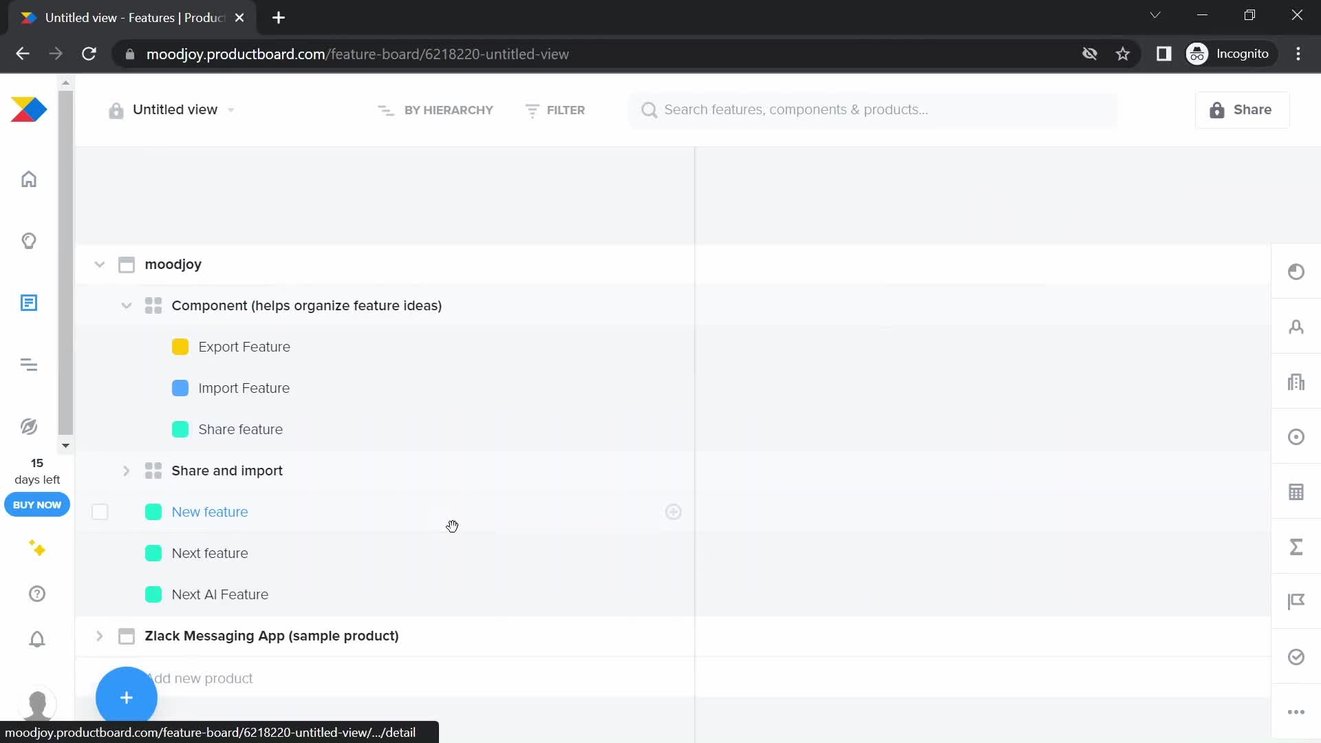 Productboard tasks screenshot